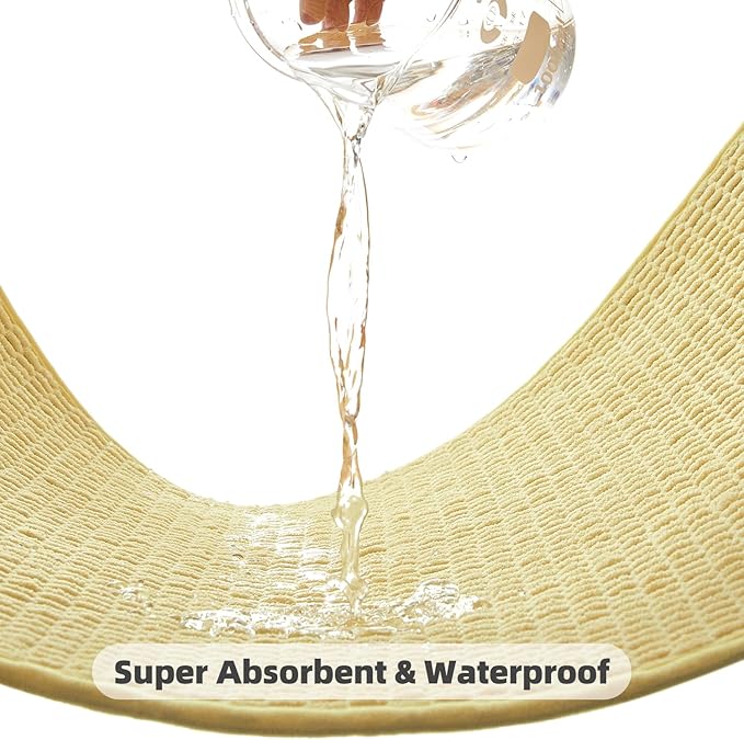 Non Slip Washable Bath Mat, Super Absorbent Chenille, Low Pile - Yellow, 24"x70'