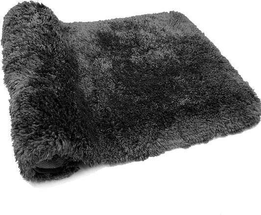 FIFU Bathroom Runner Rug 24" W x 48" L, Bath Mats for Bathroom, Bedroom & Kitchen, Non-Slip Rubber Latex Backing, Comfort & Soft Shower Bathmat & Carpet for Sink, Home & Hallways, Black