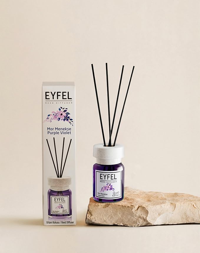 EYFEL Reed Diffusers for Home – Purple Violet Reed Diffuser Set 4.05 fl oz Oil Diffuser Sticks, Bathroom Diffuser, Home Fragrances, Scented Sticks, Home Décor