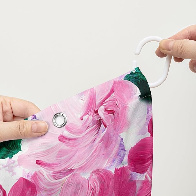 AILONEN Rose Shower Curtain,Large Group of Roses Waterproof Fabric Shower Curtain Set for Girls Kids Teens, 72" W*78" H Oil Painting Rose Theme Bathroom Decor