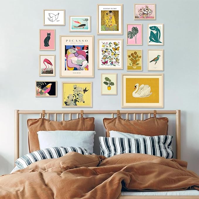 Vintage Wall Art Canvas Prints, Maximalist Home Decor - Eclectic Gallery Wall Prints for Dorm Bedroom, Unframed