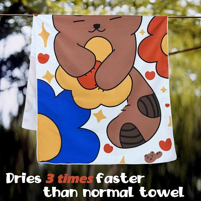 Cleanbear Kids Beach Towel - Cute Happiness Bear Design, Soft and Absorbent, Perfect for Bath, Pool, and Beach - Spread Joy and Comfort