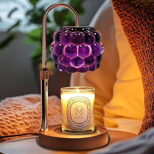 Candle Warmer Lamp with Timer Adjustable - Height Candle Warmer, Dimmer, Vintage Glass Wax Melting Lamps for Home Decor, for Candles in Jars with 2 Bulbs