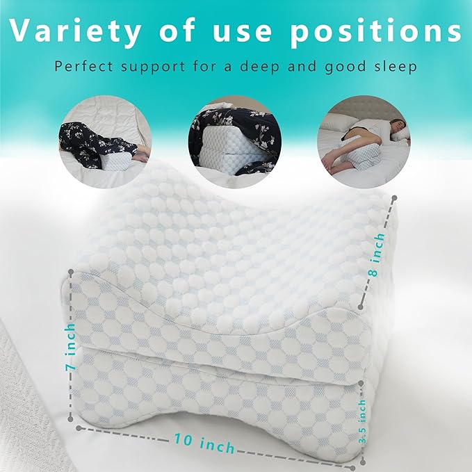 ACCURATEX Knee Pillow for Side Sleepers - Adjustable Leg Pillow for Side Sleeping,Cooling Gel Memory Foam Knee Pillows for Hip Pain,Leg Support Pillow for Sciatica Back Knees Joints Pain Relief