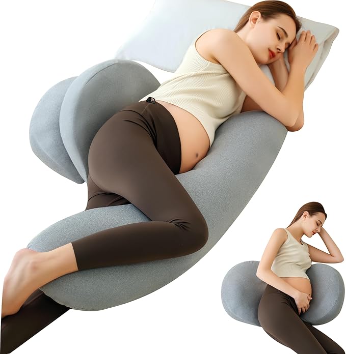 Pregnancy Pillow - Maternity Pillow for Pregnant Women, Pregnancy Body Pillow with Adjustable and Removable Cooling Cover, Support for Back, Legs, and Belly of Pregnant Women