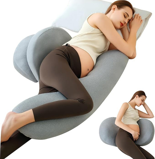 Pregnancy Pillow - Maternity Pillow for Pregnant Women, Pregnancy Body Pillow with Adjustable and Removable Cooling Cover, Support for Back, Legs, and Belly of Pregnant Women