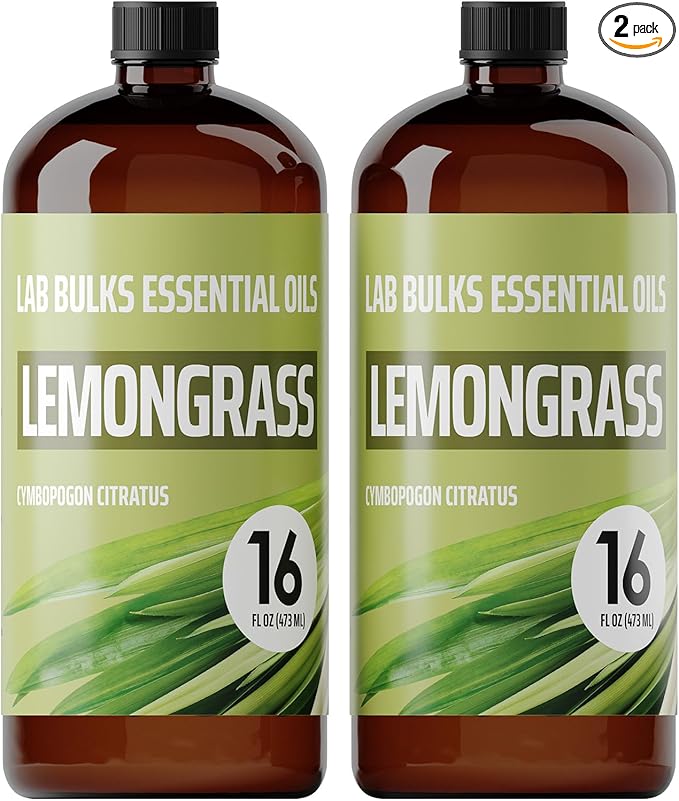 Lemongrass Essential Oil 2-Pack, 16oz Bottle, Bulk for Diffusers, Home, Care, Aromatherapy, Candles