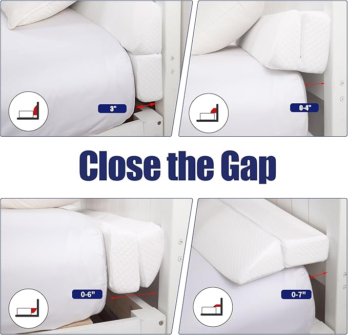 HOMBYS Wedge Pillow Headboard for Bed Gap,Foldable Bed Wedge Gap Filler Full Size,Matterss Gap Filler,Multi Functional Bed Crack Pillow, Fill The Gap (0-7") Between Your Headboard and Mattress,White