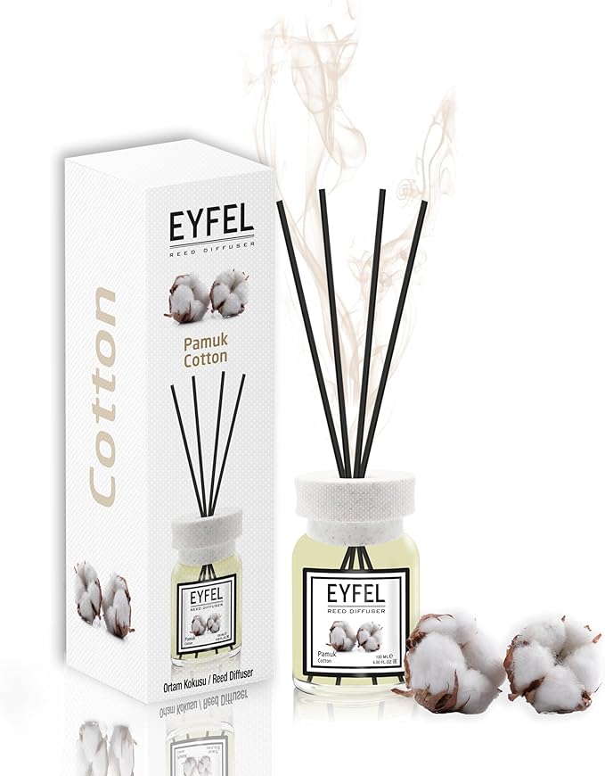EYFEL Reed Diffusers for Home – Cotton Reed Diffuser Set 4.05 fl oz Oil Diffuser Sticks, Bathroom Diffuser, Home Fragrances, Scented Sticks, Home Décor