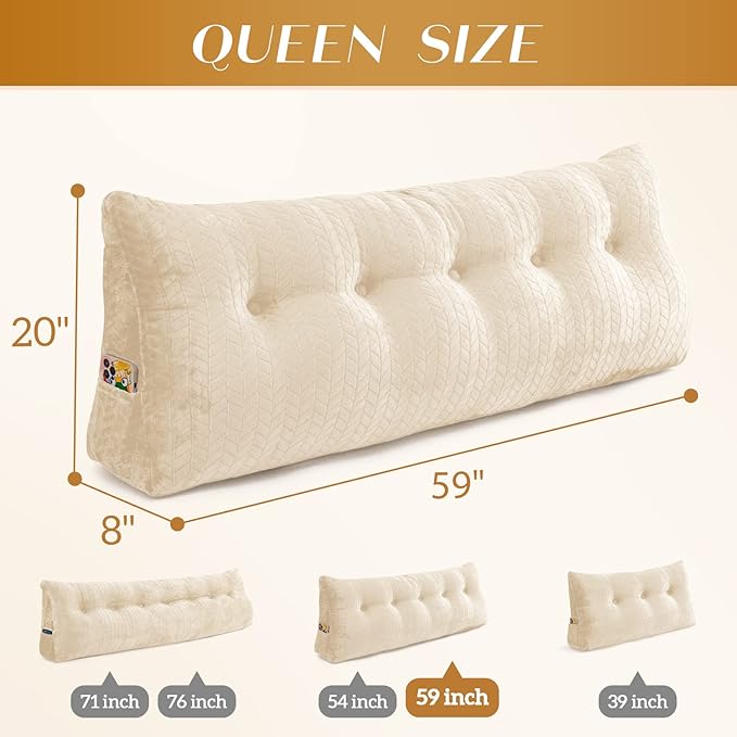 Triangular Wedge Headboard Pillow Large Bolster Bed Rest Reading Pillow Backrest Positioning Support Bolster Cushion with Removable Cover