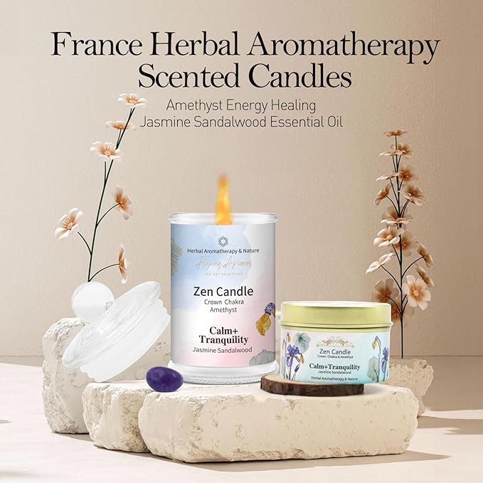 APSARAS Calm+Tranouility Scented Candles, Jasmine Sandalwood Aromatherapy Spring Candle Sets for Women Gift for Bathroom, Jar Non Toxic Soy Candles for Home Scented, 36 Hours Burn Time