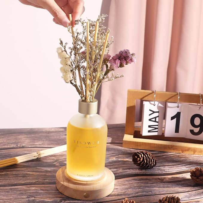 Reed Diffuser - Juniper&Sandalwood 6.76oz（200ml） 2 Packs Flower Essential Oil Reed Diffuser Set with 16 Sticks - Long Lasting Fragrance for Home Bedroom Bathroom Room Shelf Decor