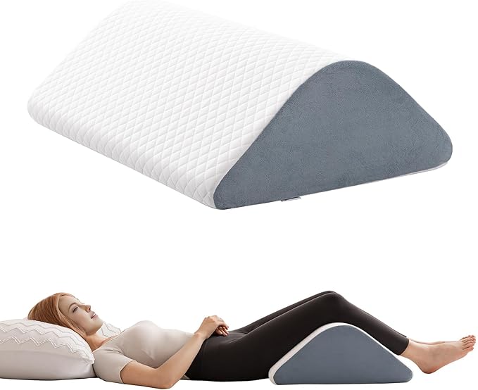Knee Wedge Pillow 8'' for Post-Surgery Recovery - Leg Elevation Support for Sleep Position, Alleviating Lower Back & Hip Pain Enhancing Circulation in Ankles Legs Triangle Pillow with Removable Cover