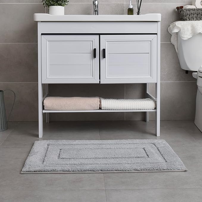 GRANNY SAYS Gray Bathroom Rugs, Bath Mats for Bathroom Non-Slip, Super Soft and Water Absorbent, Microfiber Bath Rugs, Machine Wash Dry, Bath Rugs for Floor, Tub and Shower, 32" x 20"