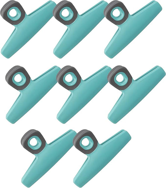 COOK WITH COLOR Wide Heavy Duty Chip Clips, Large Bag Clips for Food Storage with Air Tight Seal Grip, Pack of 8, Teal