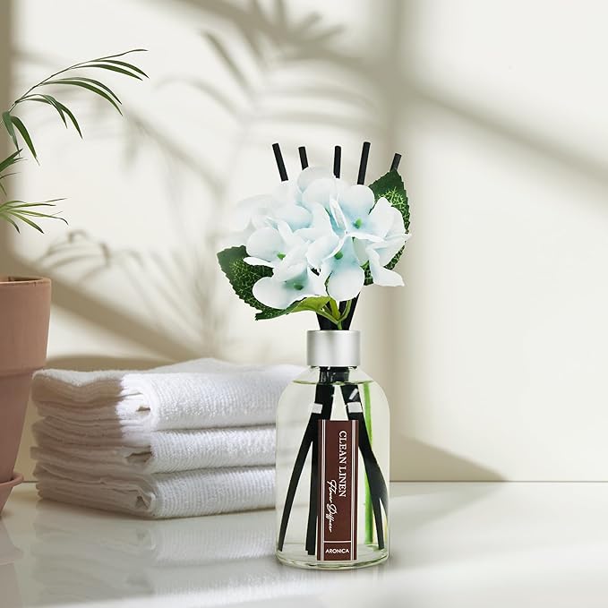 Aronica Clean Linen Reed Diffuser for Bathroom Decor, Room Fresheners for Home Long Lasting, Accesorio Para Hogar, House Registry Idea, Bathroom Smelling Good, Aesthetic Room Decor, Apartment House