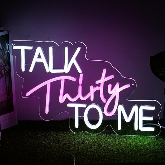 Talk Thirty to Me Neon Sign for Wall Decor Thirty Neon Light Letter Led Neon Signs Birthday Led Neon Light for 30th Birthday Bar Club Hotel Decoration