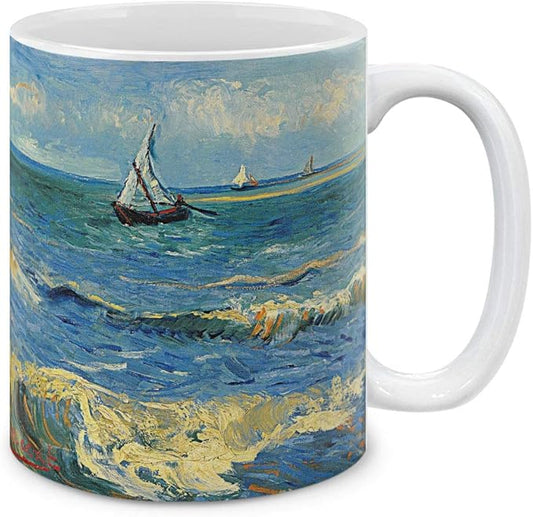 MUGBREW Classic Art Seascape Near Les Saintes Maries De La Mer Vincent Van Gogh Ceramic Coffee Mug Tea Cup, 11 OZ