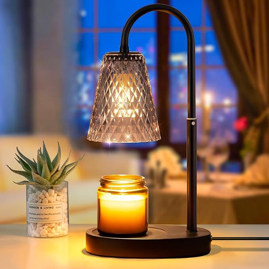 Candle Warmer Lamp Electric with Timer Candle Burner Lamp Shade Top Flameless Jar Height Adjustable