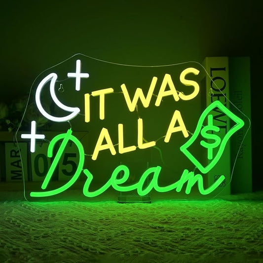 It Was All a Dream Neon Sign Wall Decor Neon Light Bedroom Wall Decor Suitable for Classroom Book Party Library Decoration Reading Room Bookish Decor Gift