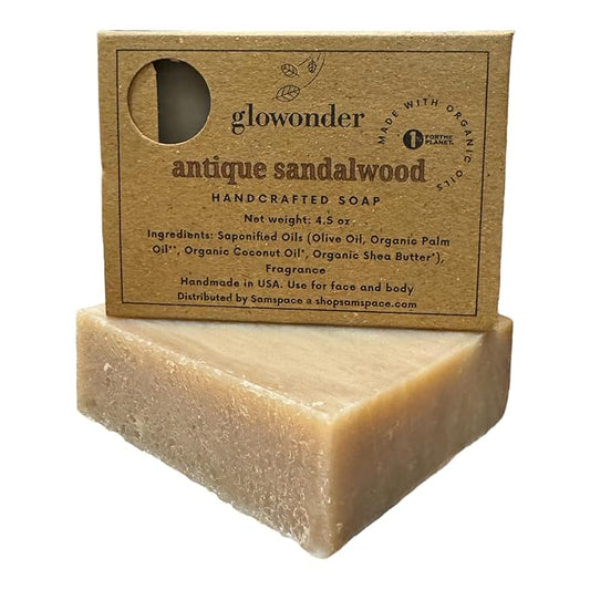 1 Pack Antique Sandalwood Handmade Organic Bar Soap for Face and Body - Moisturizing, All-Natural, Cruelty-Free - Botanical Ingredients - Shower, Bath, Hand Soaps, Gifts - 4.5 oz