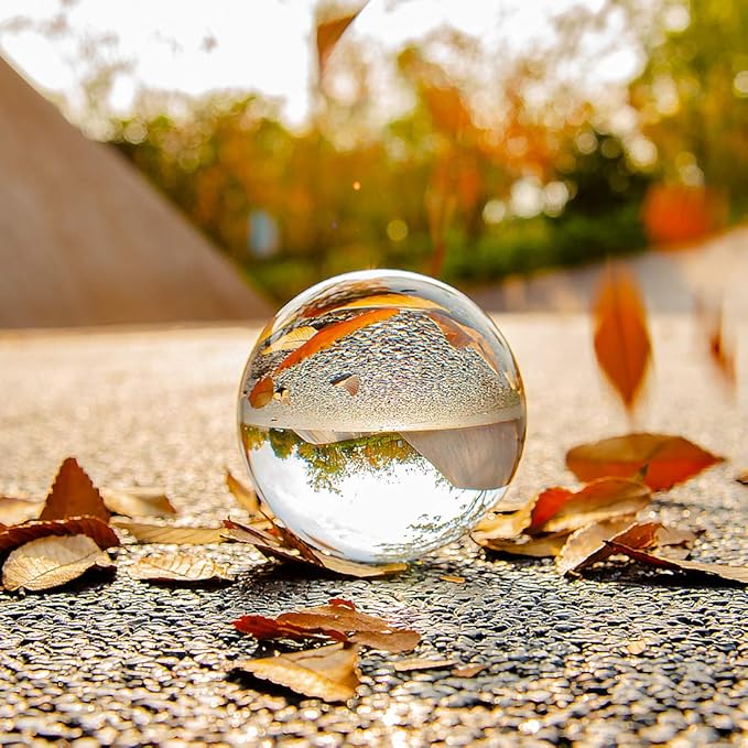 LONGWIN 100mm (3.9 inch) Clear Crystal Ball for Photography Fortune Telling Free Wooden Stand with Gift Pakcing