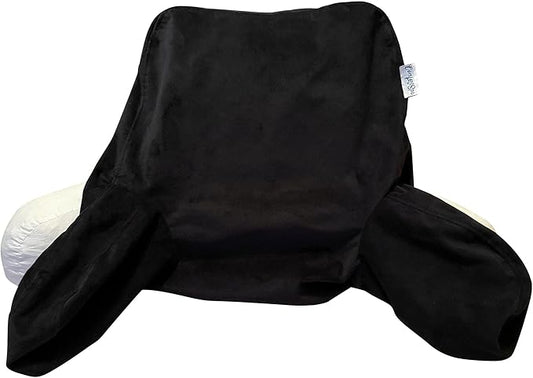 ComfortSpa Reading Pillow Replacement Cover for 19 inch Back Rest Pillow, Polyester Velour Machine Wash and Dry (Black)
