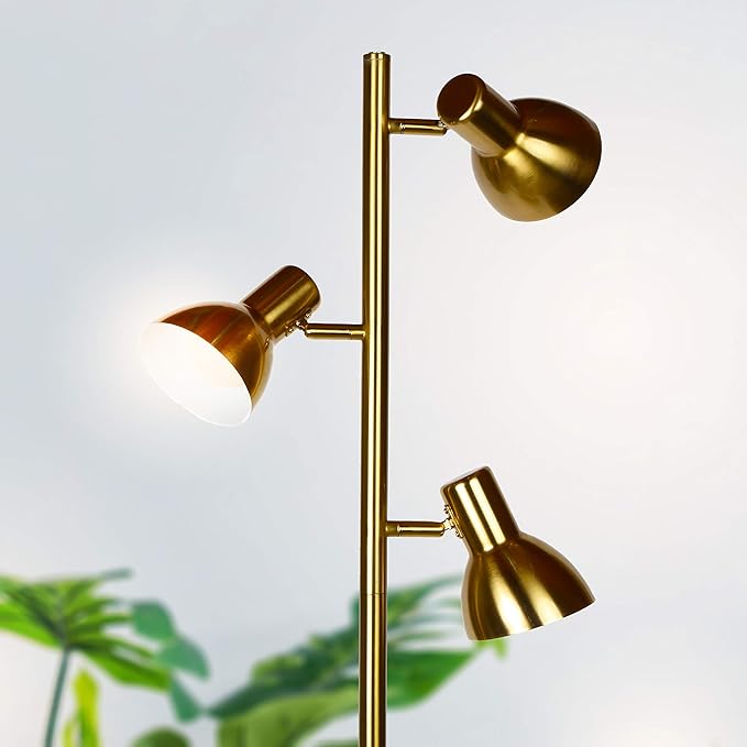 Brightech Ethan Dimmable Floor Lamp for Bedroom Reading & Living Room Decor - Modern LED Tall Tree Lamp for Offices - Brass