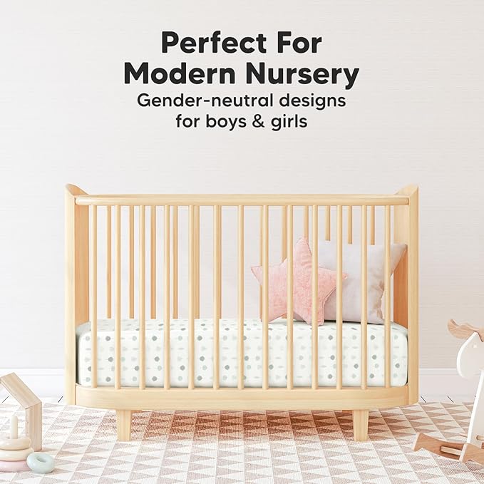 Pack and Play Sheets Fitted, 2-Pack Mini Crib Sheets - Pack N Play Sheets, Organic Fitted Crib Sheet for Pack and Play Mattress, Playard Baby Crib Sheets, Crib Sheets Neutral for Boys (Tropic Oasis)