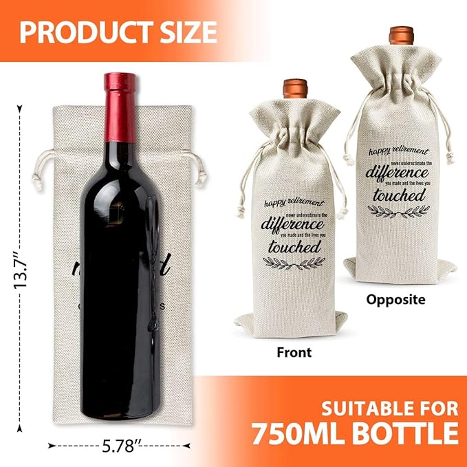 Retirement Wine Bag For Retirement Parties, Best Friend Colleagues Coworker Boss Retirees, Retired Gift Idea Wine Bag, Happy Retirement Party Decorations
