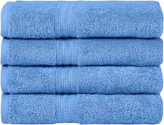 HOMELOVER 4 Piece Luxury Hand Towel Set - 100% Organic Cotton, 500 GSM, Hotel Quality, Highly Absorbent, Soft & Quick Drying Bathroom & Kitchen Towel for Face & Hand Washing (Sky Blue)