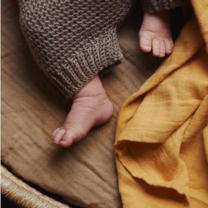 Denmark - Super Soft Muslin Mini Crib Sheets - 24'' x 38'' - 100% Organic Baby Crib Sheets for Boys and Girls (Natural)