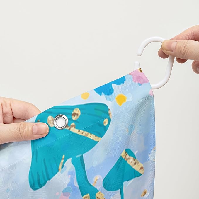 AILONEN Butterfly Shower Curtain for Bathroom, Blue Pink Tie Dye Butterfly Bath Curtain,Women Girls Bathroom Curtain,72" W*72" H Polyester Waterproof with 12 Plastic Hooks