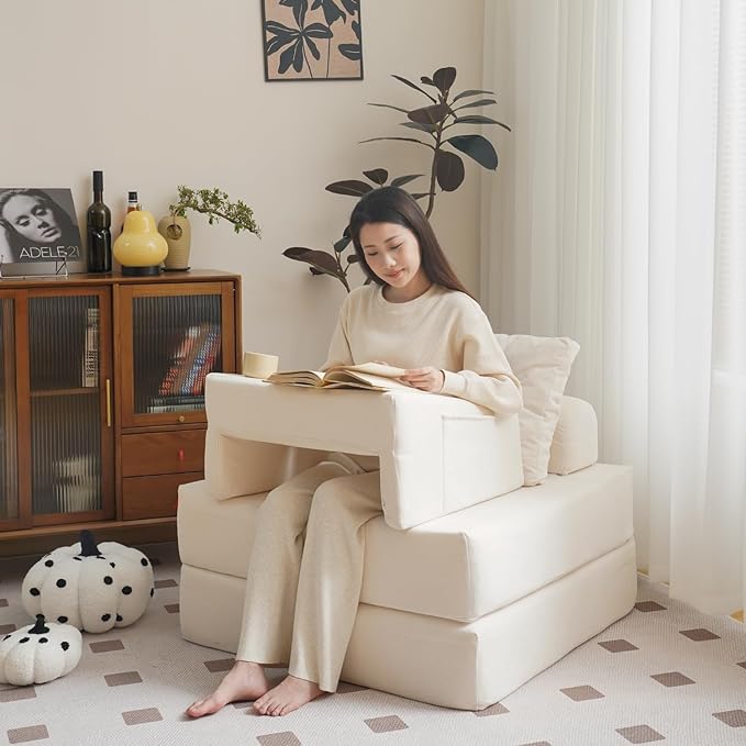 N&V Bed Rest Reading Pillows, High Density Foam Pillow for Gaming (Ivory)