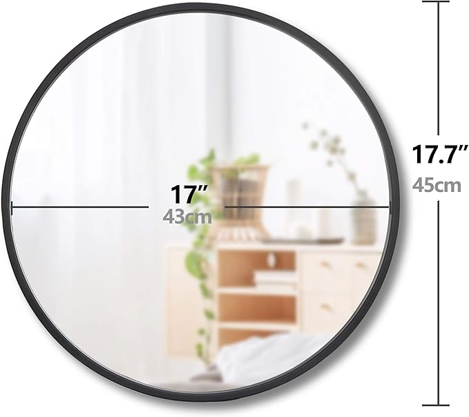 Smartxchoices Pack of 2 Black Round Mirror 18 Inch, Wall Mounted Circle Mirrors, Metal Vanity Mirror Wall Bathroom Décor，Washrooms, Living Rooms