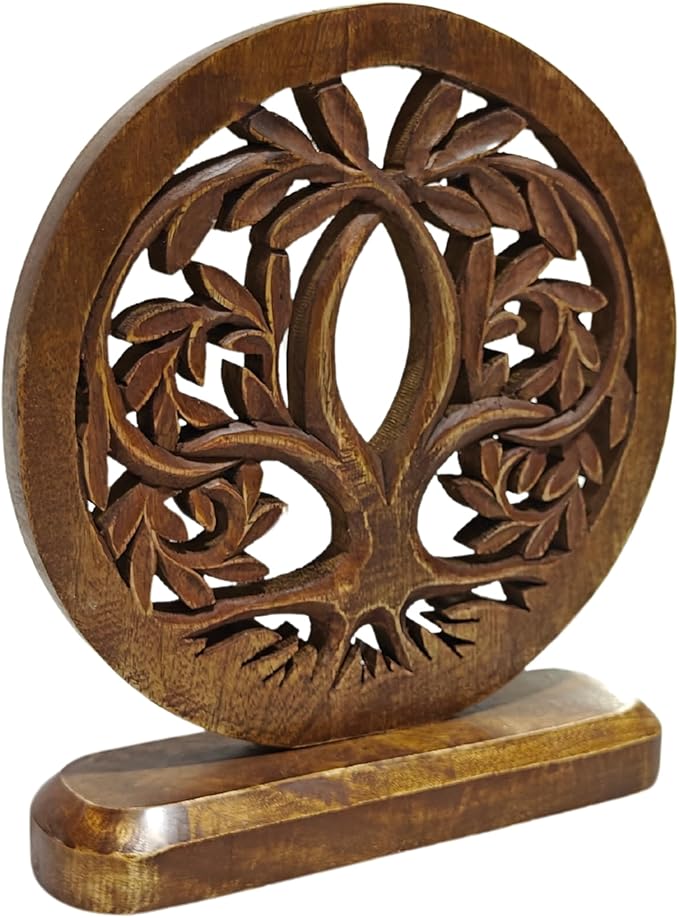 VANIYA CRAFTS® Wooden Carved Handmade Engraved Table Decor Tree Shape Table Sculpture Home Decor Statue for Living Room, Bedroom, Office Desktop, Cabinets