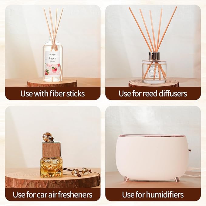 Peach Reed Diffuser with 10 Fiber Sticks, 250ml (8.45 oz) Diffusers for Home Essentials Bathroom,Last up to 60 Days