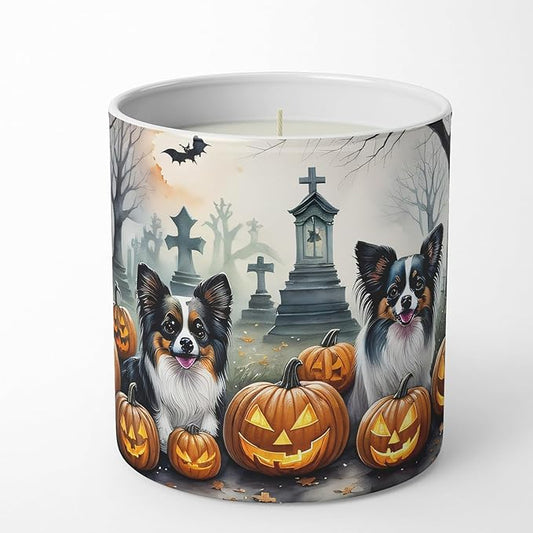 Caroline's Treasures DAC2070CDL Papillon Spooky Halloween Decorative Soy Candle Nature Soy Wax Essential Oil Home Decor Ideal for Bedroom Kitchen Bath Office Gift, 10 oz