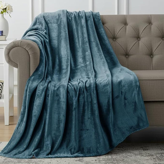 Utopia Bedding Fleece Blanket Throw Size Stone Blue 300GSM Luxury Anti-Static Fuzzy Soft Microfiber Blanket for Couch, Sofa and Bed (60x50 Inch)
