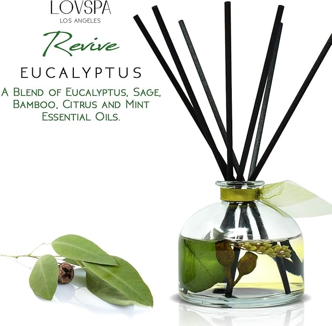 LOVSPA Eucalyptus Essential Oil Reed Diffuser Gift Set | Revive | Fresh Eucalyptus, Sage, Citrus, Bamboo & Mint | Great Aromatherapy Gift for Mom, Dad, Grandma or Aunt