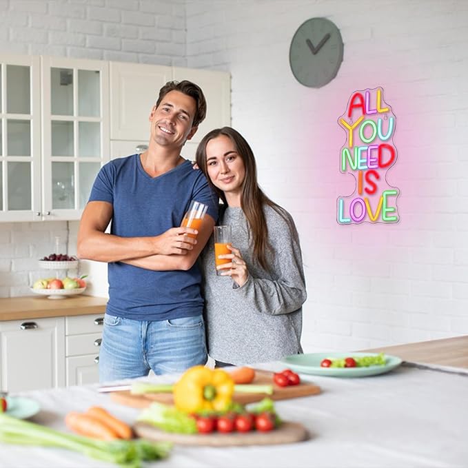All You Need Is Love Neon Sign for Wall Decor Valentine's Day Neon Sign Dimmable Welcome Neon Signs Love Neon Signs for Classroom Wedding Room Wall Art Decor (16.5''*8.2'')