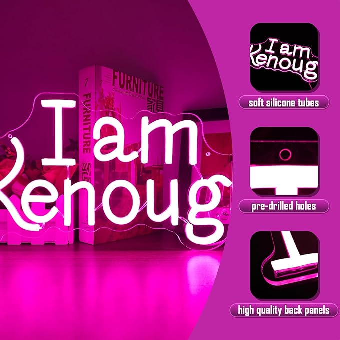 I am Kenough Neon Sign for Wall Decor Dimmable Neon Led Signs for Bedroom Bar Neon Sign for Girl Neon Light Up Signs for Home Club Party Hotel Christmas Halloween Decoration Gift