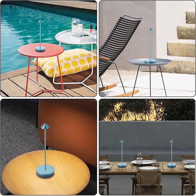 Set of 2 Rechargeable Cordless Table Lamp,6000mAh LED Battery Operated Desk Lamp Touch 3 Color Dimming Portable Outdoor Waterproof Table Light for Patio/Restaurant/Dining/Home (Blue)