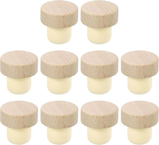 uxcell 16Pcs T-shaped Stoppers, 0.91inch Dia Cork Wine Stopper Reusable Wine Bottle Corks Sealing Plug for Wine Beer Beverage Bottle Crafts, Wood Color