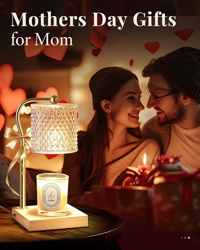 Candle Warmer Lamp with Timer Dimmer Adjustable Height, Mothers Day Gifts for Mom, Birthday House Warming New Home Decor Gifts for Women, Electric Wax Warmer with 2 Bulbs for Jar Candles, Amber