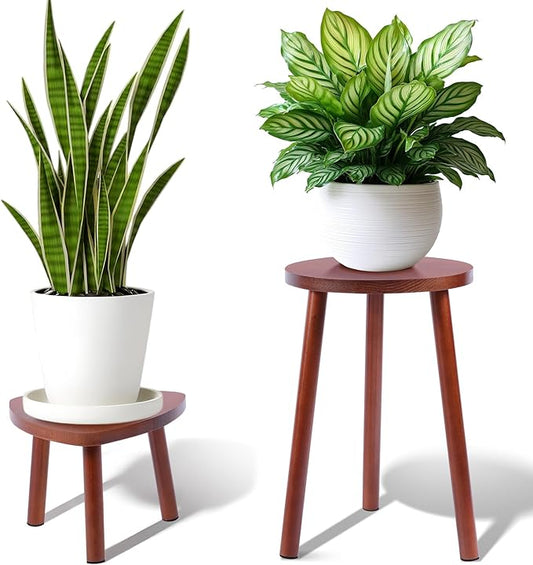 Wooden Plant Stand Indoor,2 Pack Single Plant Tables Indoor,Planter Stand,Multi-purpose Plant Shelf for Living Room Balcony Garden Patio Office,Walnut