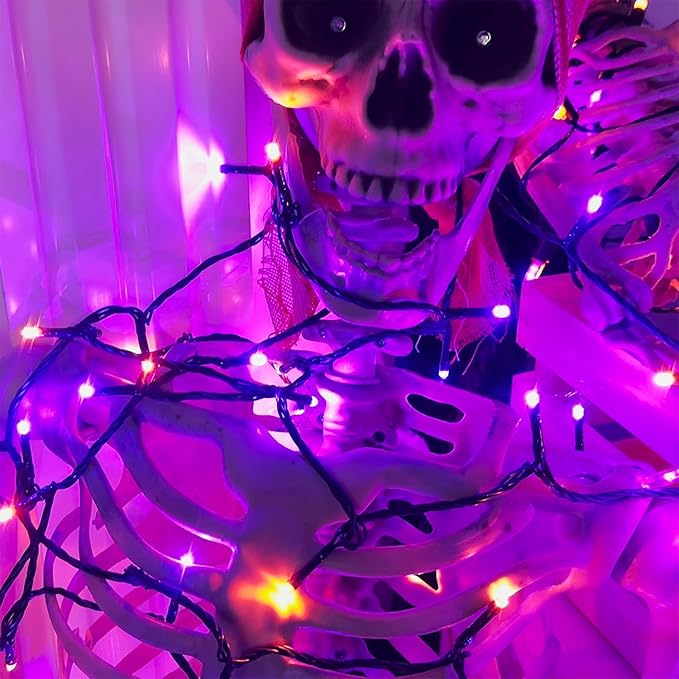 WATERGLIDE 1000 LED Halloween String Lights, 328 FT Green Wire LED Decorative Fairy Lights with Remote & 8 Modes, Waterproof for Outdoor Xmas Holiday Party Garden Wedding Home Decor, Orange & Purple