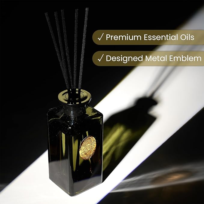 M&SENSE 10.14 oz Large Reed Diffuser | Lime Basil Scent Oil Diffuser with Sticks |Long Lasting Non-Toxic Essential Oil |Reed Diffuser for Bathroom Shelf Decor