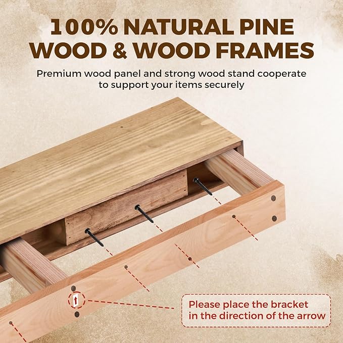 36x3x7 inch Floating Shelves Wall Mounted - Set of 2 Wood Rustic Solid Wood Wall Shelf - Heavy Duty Decorative Storage Shelves for Living Room, Bedroom, Bathroom, Kitchen