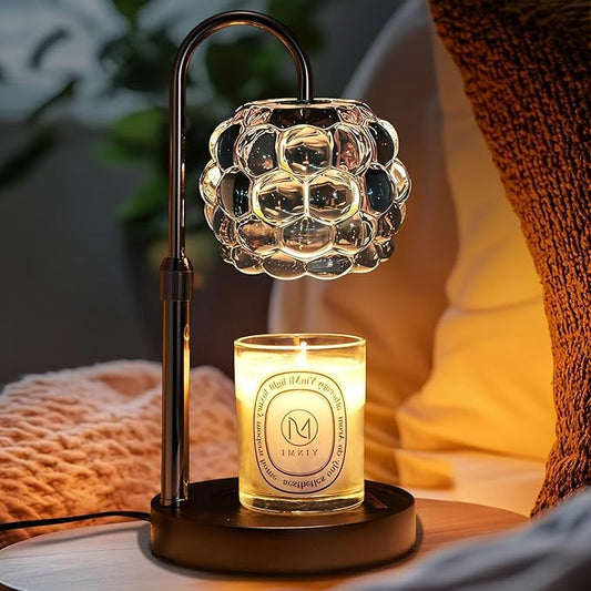 Candle Warmer Lamp with Timer Adjustable - Height Candle Warmer, Dimmer, Vintage Glass Wax Melting Lamps for Home Decor, for Candles in Jars with 2 Bulbs